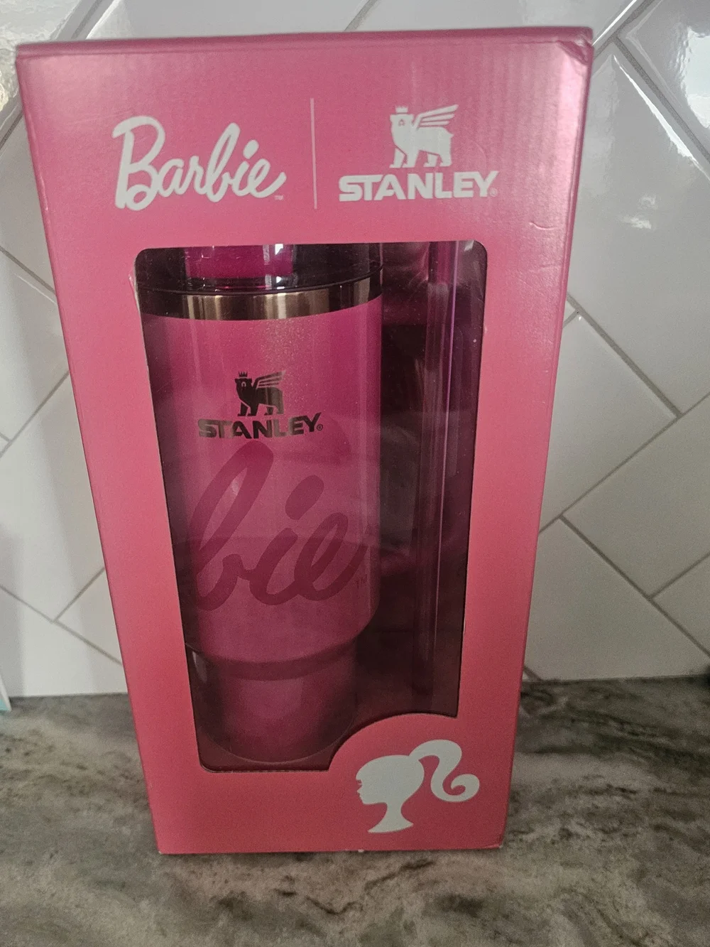 Limited Edition Barbie Hot Pink Stanley Insulated Tumbler with Handle and Straw.